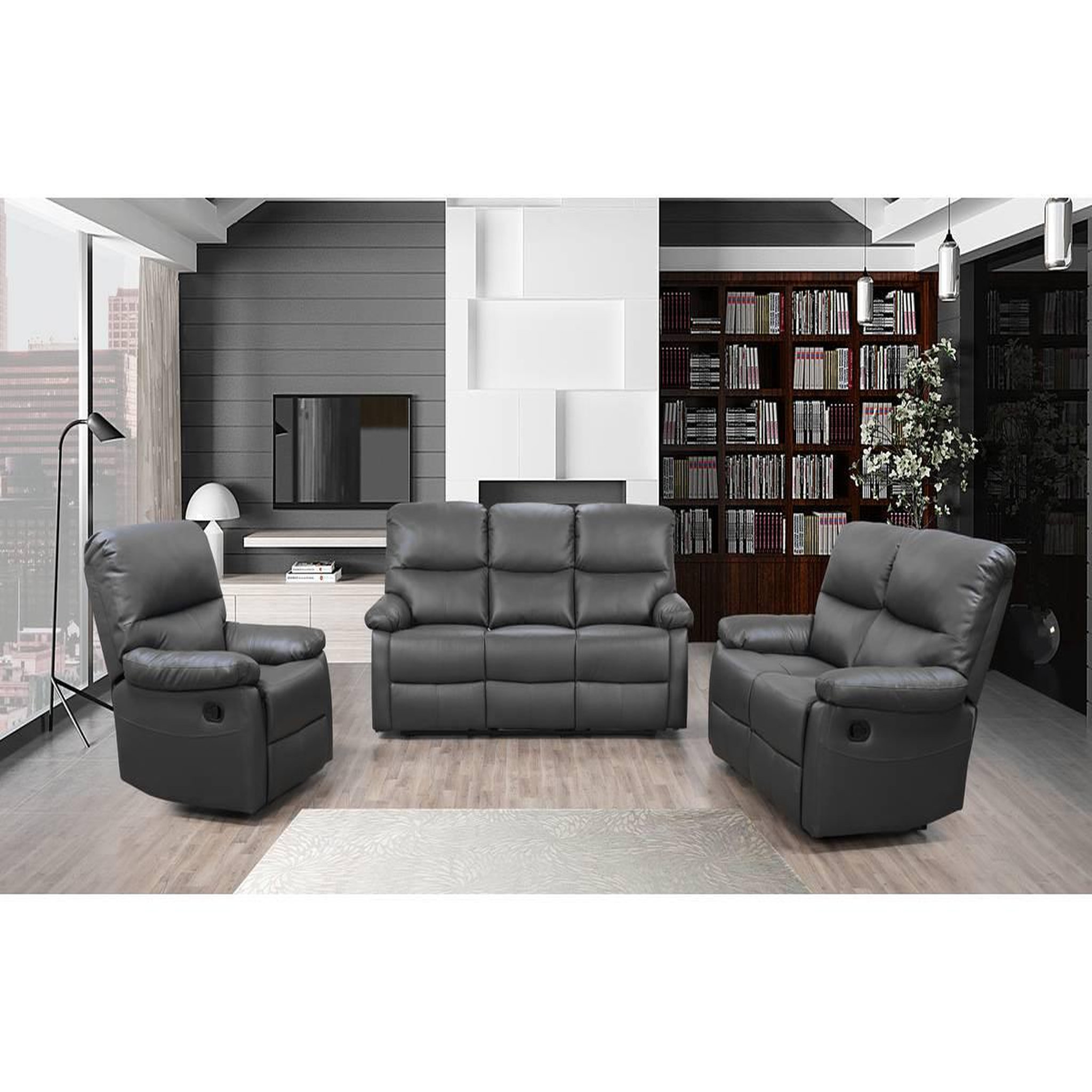 Voir la diapositive 3 : Habitat et Jardin Canapé relax  lincoln  - 197 x 89 x 103 cm - 3 places - gris