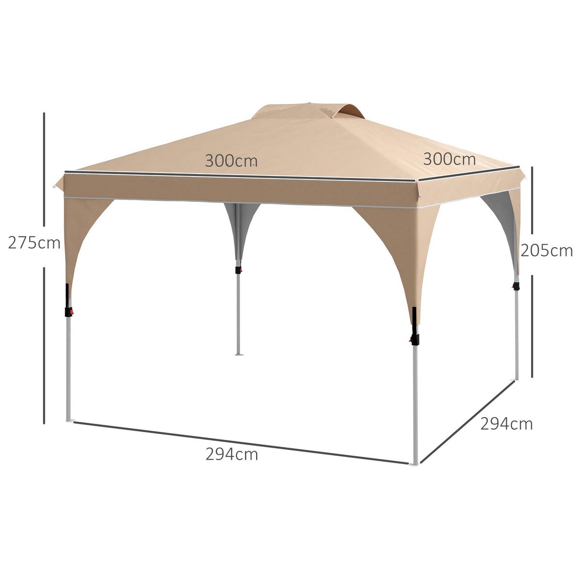 OUTSUNNY Tonnelle barnum pop-up pliant 3 x 3 m sac de transport beige