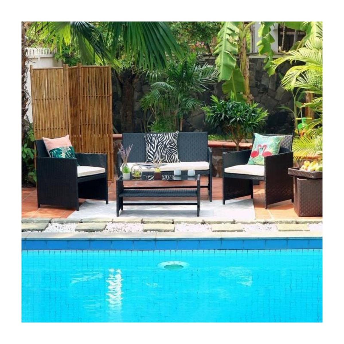 FINLANDEK FINLANDEK - Salon de jardin 4 places en resine tressee - HILPEA