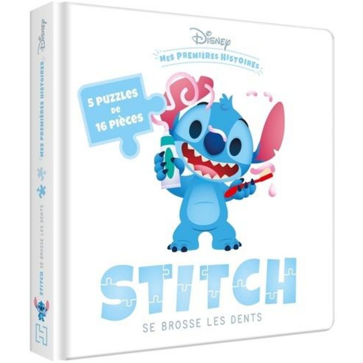STITCH SE BROSSE LES DENTS. 5 PUZZLES DE 16 PIECES, Disney