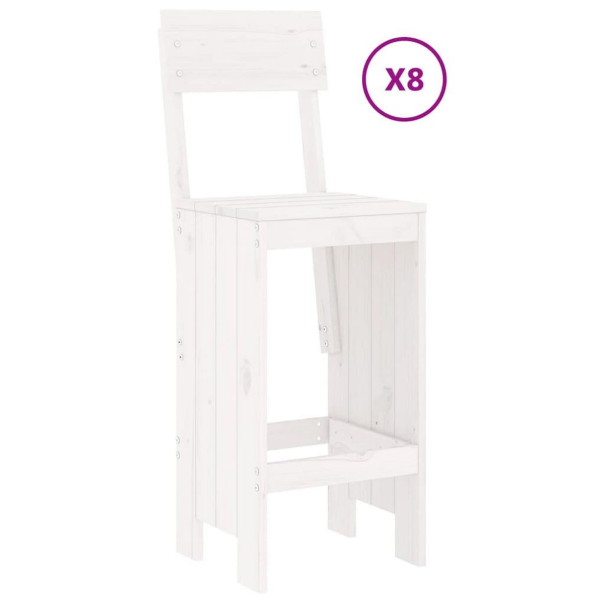 VIDAXL Ensemble de bar de jardin 9 pcs blanc bois de pin massif