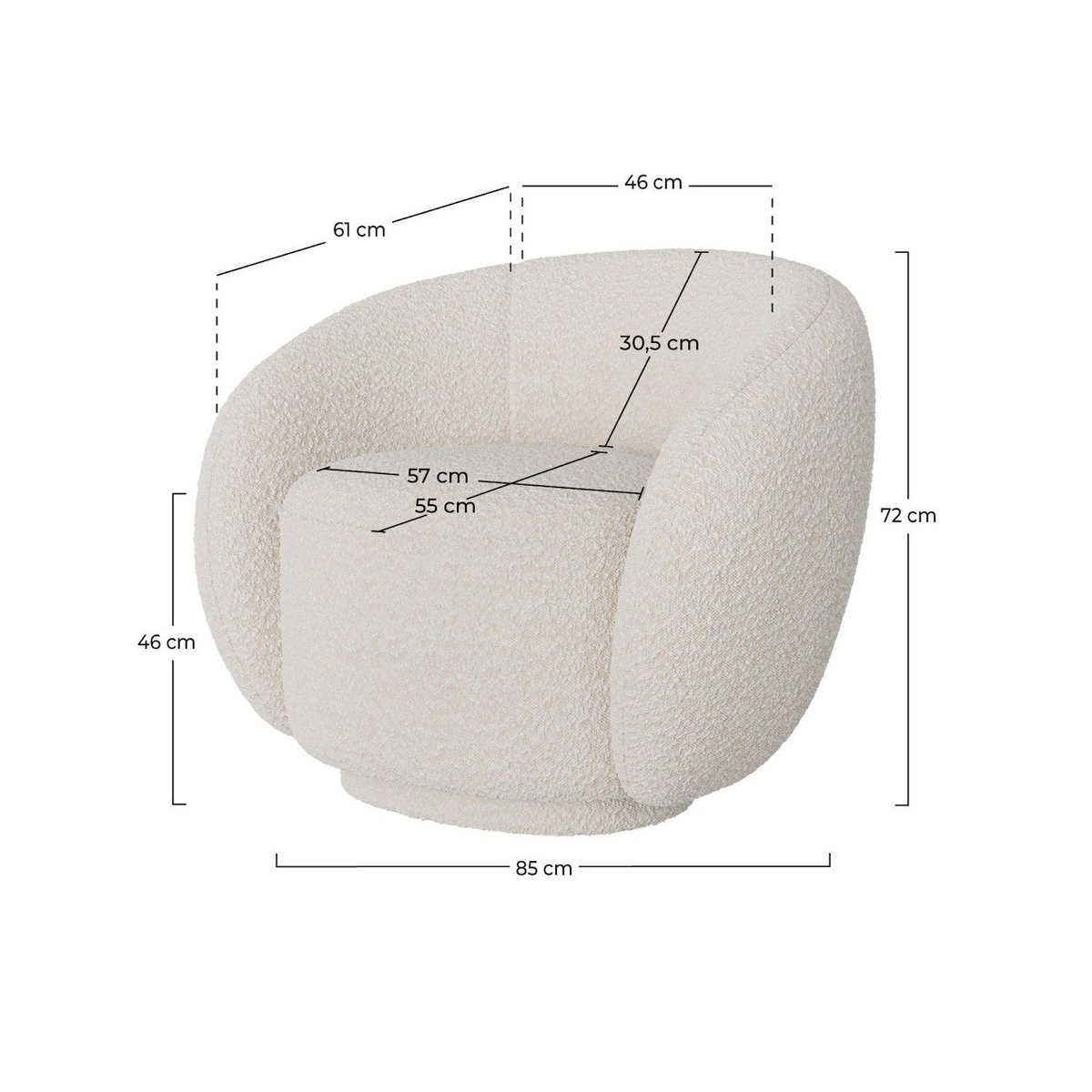 Rendez vous déco Fauteuil en tissu bouclé blanc-Naya