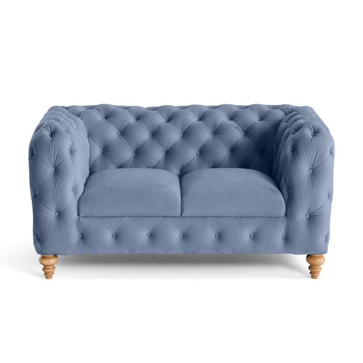 LISA DESIGN Walter - canapé 2 places chesterfield en velours - pieds bois
