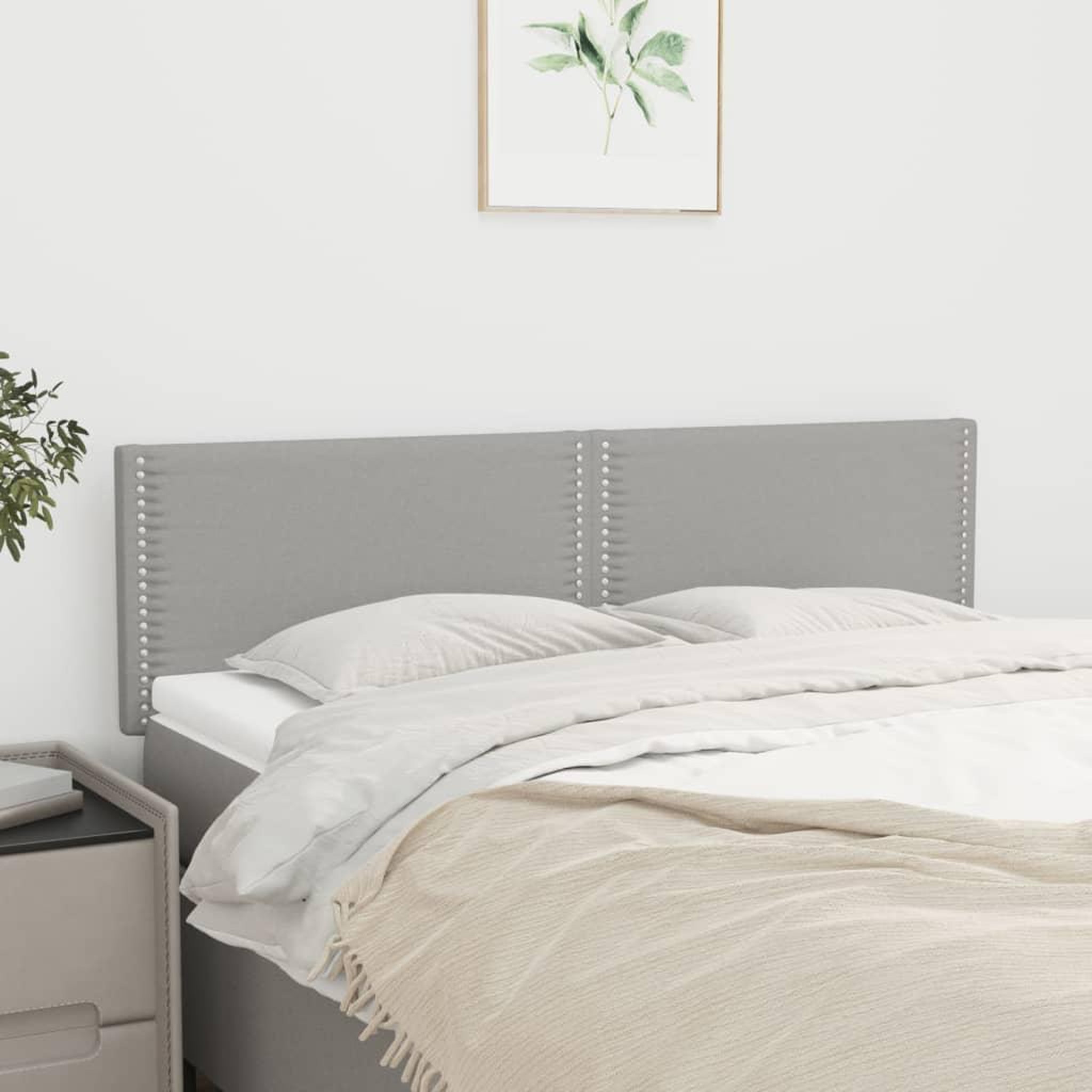 Voir la diapositive 1 : VIDAXL Tetes de lit 2 pcs Gris clair 72x5x78/88 cm Tissu
