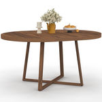 ID MARKET Table à manger extensible ronde SELMA 4-8 personnes noyer 110-150 cm