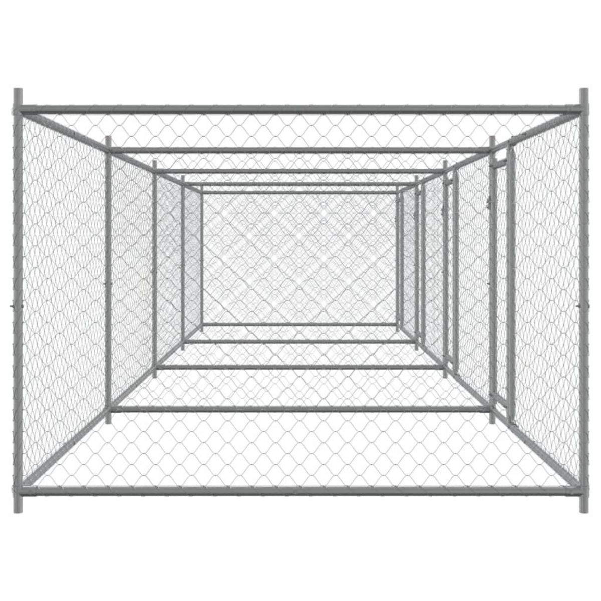VIDAXL Cage pour chien avec portes gris 8x2x1,5 m acier galvanise