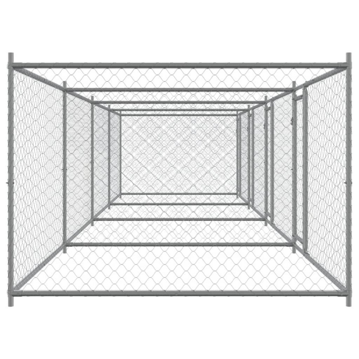 VIDAXL Cage pour chien avec portes gris 8x2x1,5 m acier galvanise