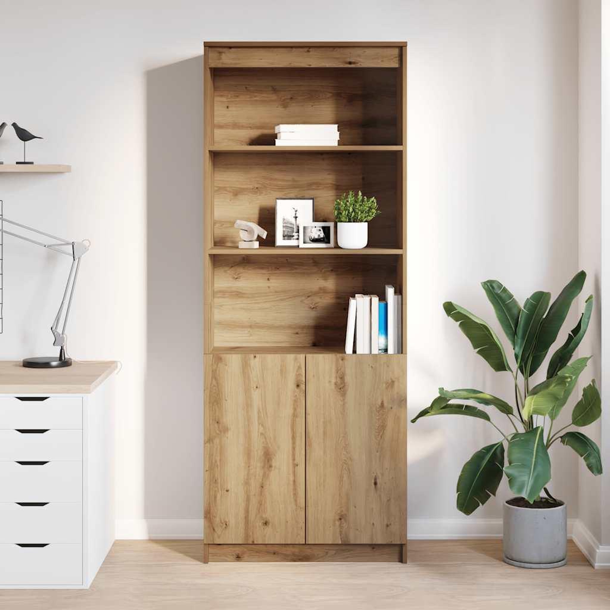 Voir la diapositive 3 : VIDAXL Buffet haut chene artisanal 70x35x180 cm bois d'ingenierie