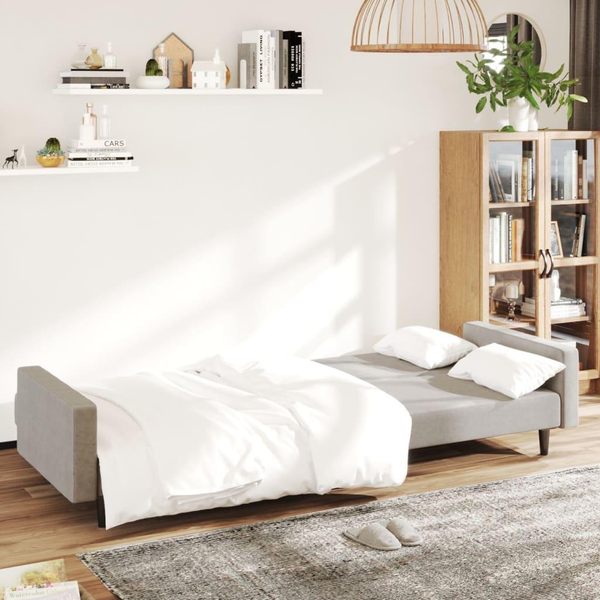 Voir la diapositive 3 : VIDAXL Canape-lit a 2 places gris clair velours