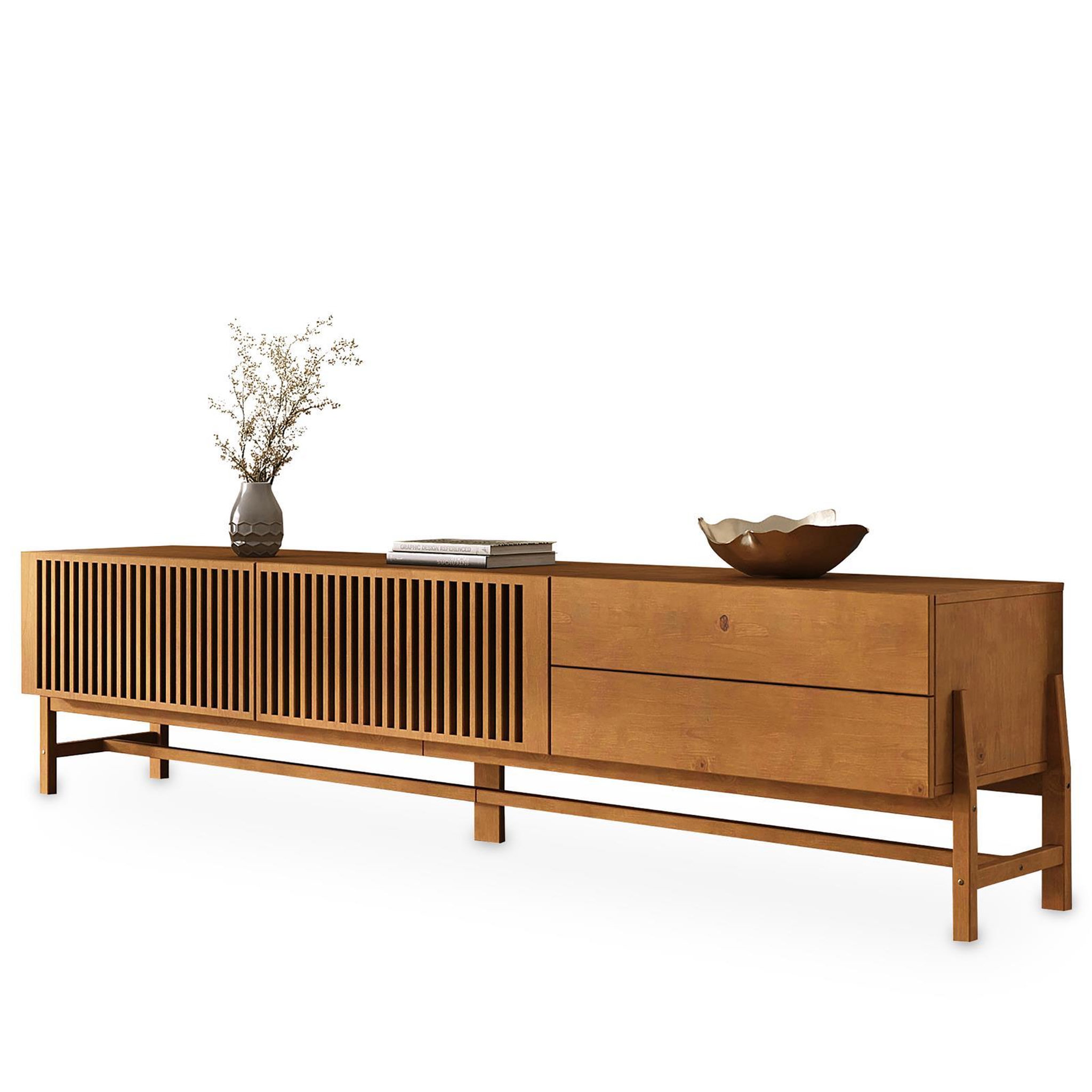 Voir la diapositive 6 : IDIMEX Meuble tv adamo l 220 cm 2 portes, 2 tiroirs en bois massif