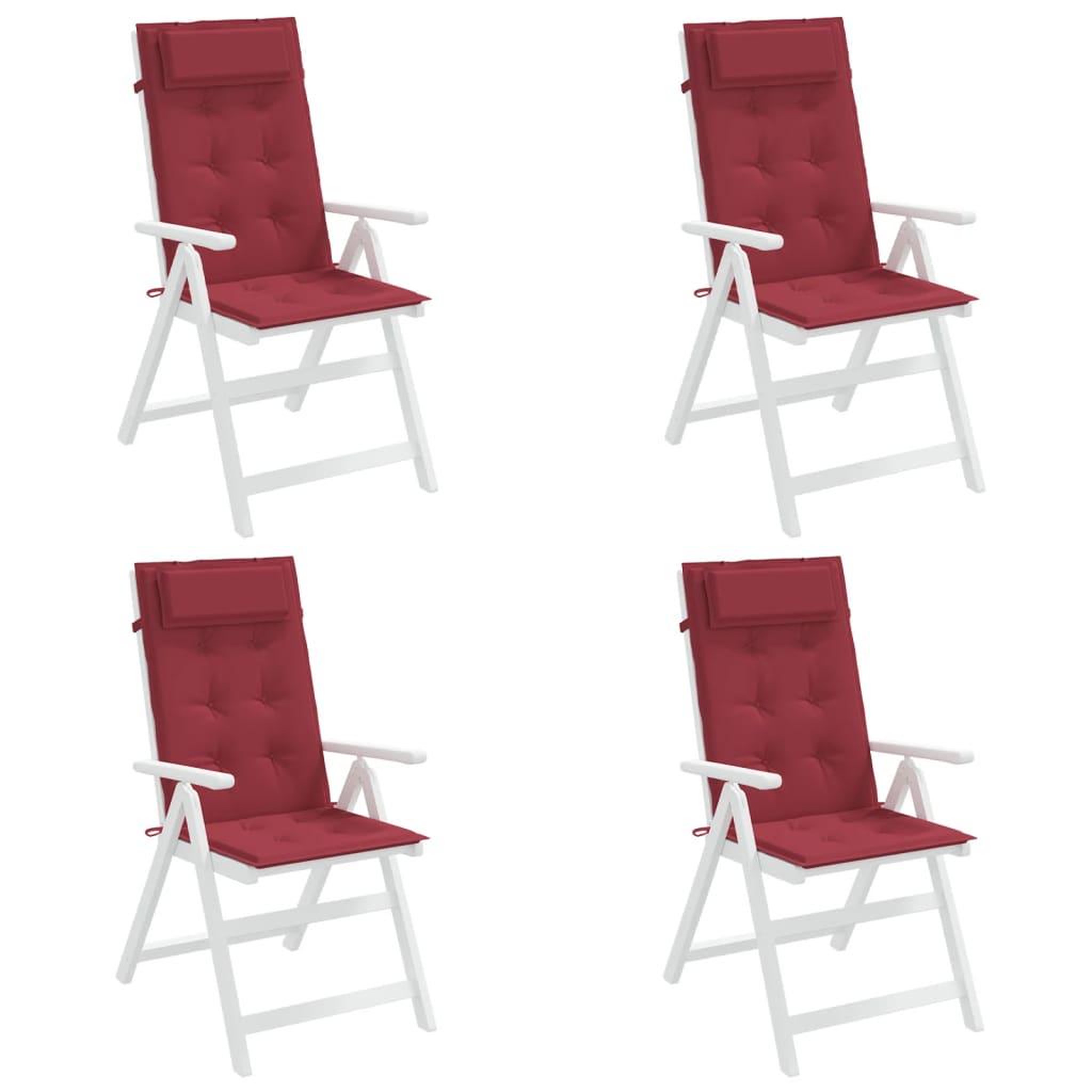 Voir la diapositive 4 : VIDAXL Coussins de chaise a dossier haut lot de 4 rouge bordeaux