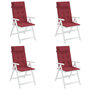 Voir la diapositive 4 : VIDAXL Coussins de chaise a dossier haut lot de 4 rouge bordeaux