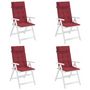 Voir la diapositive 4 : VIDAXL Coussins de chaise a dossier haut lot de 4 rouge bordeaux