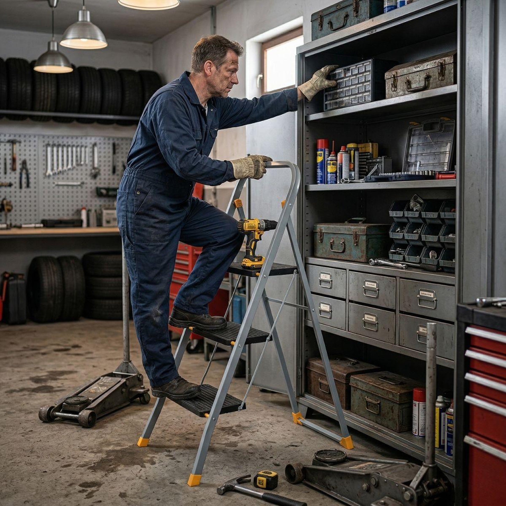 Voir la diapositive 2 : INTEC Escabeau 3 marches pliable charge 150kg marche pied anti-dérapant bricolage maison chantier intec