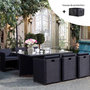 Voir la diapositive 2 : CONCEPT USINE MIAMI - Salon de jardin 6 places noir-noir + housse de protection MIAMI