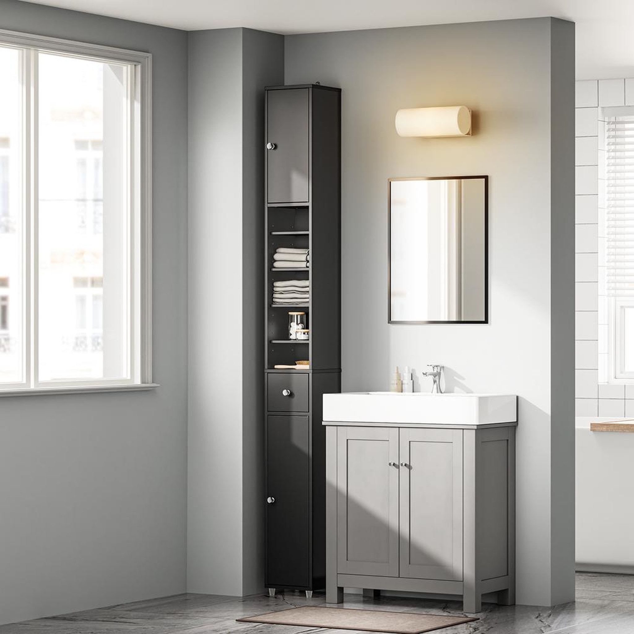 Voir la diapositive 5 : SOBUY SoBuy - Colonne De Salle De Bain à un tiroir - Fonctionnel - BZR34-II