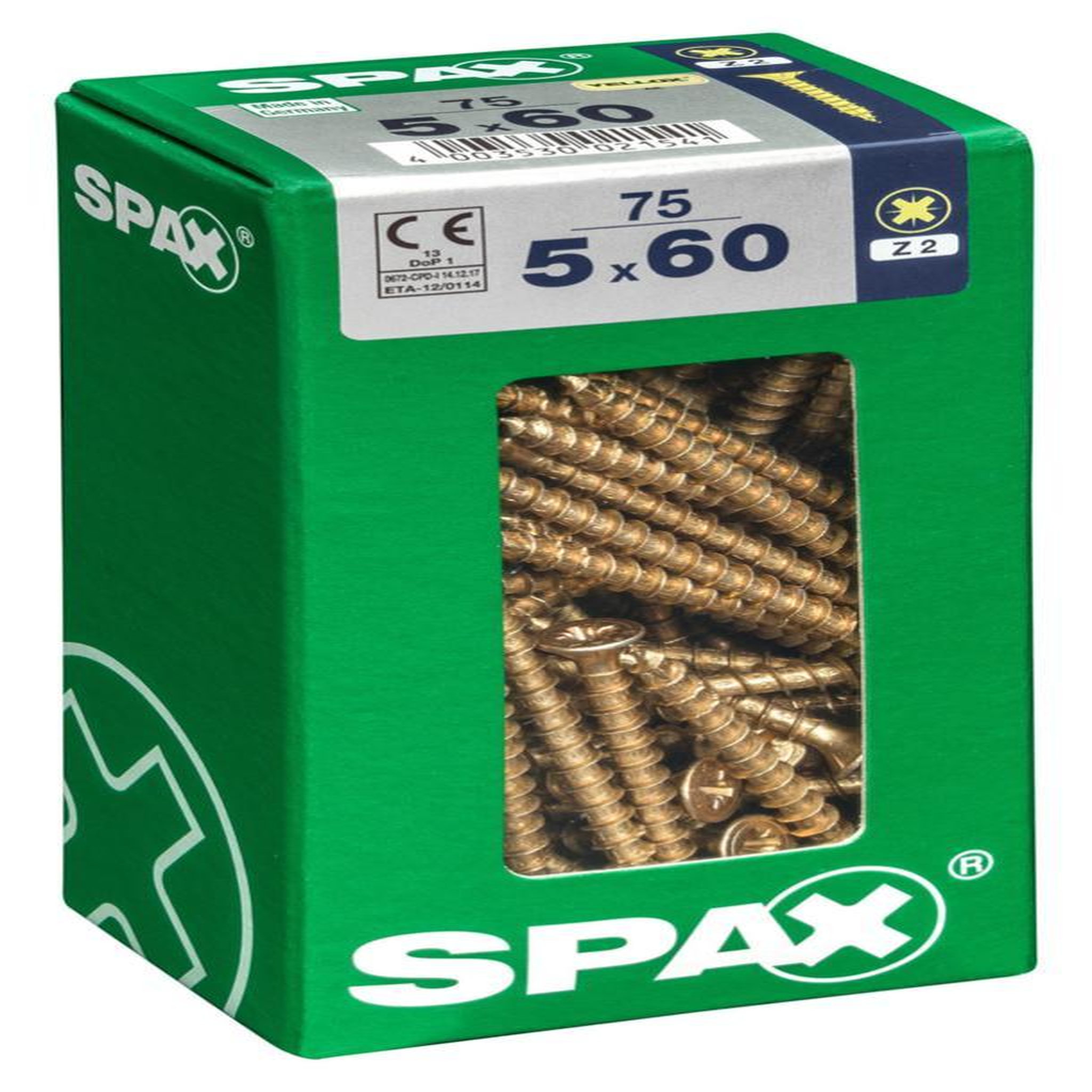 CENTRALE BRICO Lot de 75 vis acier tête fraisée pozidriv SPAX, Diam.5 mm x L.60 mm