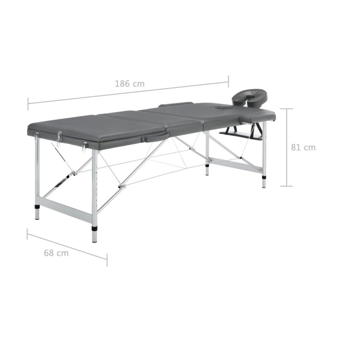 VIDAXL Table de massage 3 zones Cadre en aluminium Anthracite 186x68cm