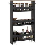 HOMCOM Chariot de rangement desserte à roulettes avec 3 niveaux de rangement et poignée, dim. 51,5l x 13P x 80H cm, noir