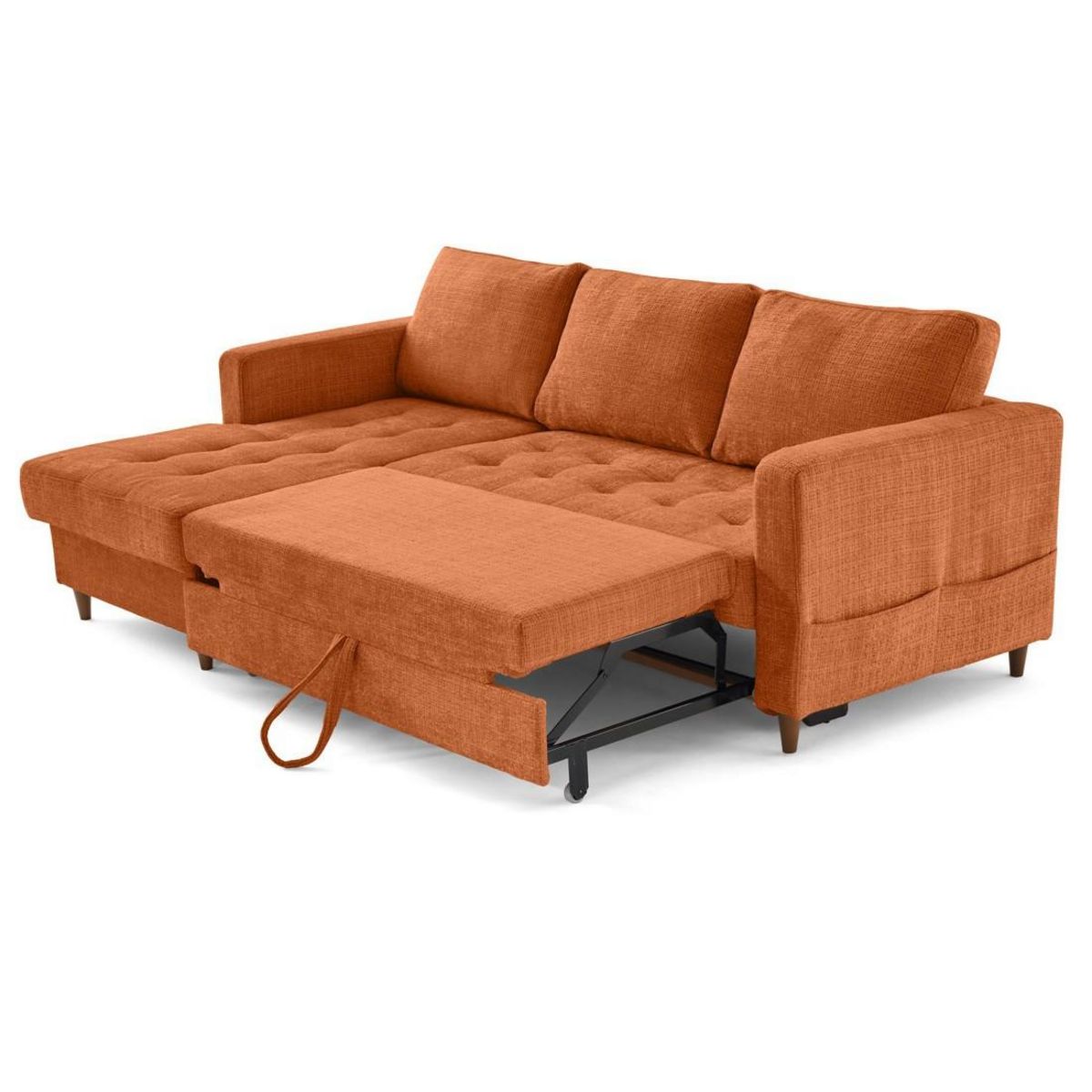 LISA DESIGN Anna - canapé d'angle gauche 4 places convertible avec coffre en velours texturé