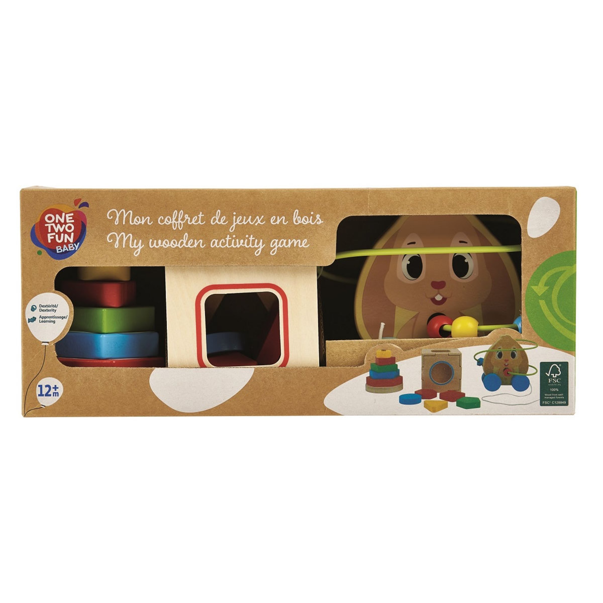 One Two Fun Mon coffret de jeux en bois FSC