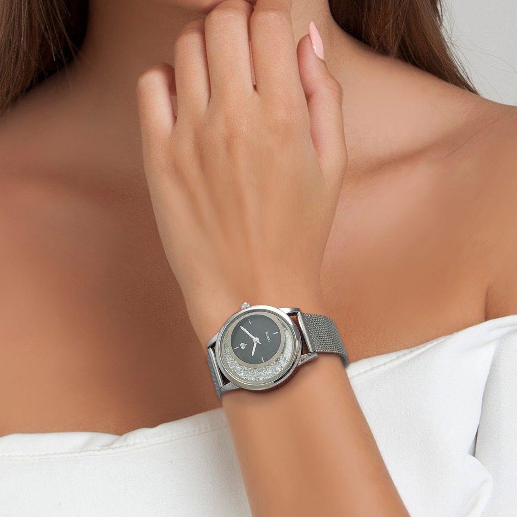 Voir la diapositive 2 : SC CRYSTAL Montre Lynn élégante ornée de Cristaux scintillants par SC Crystal