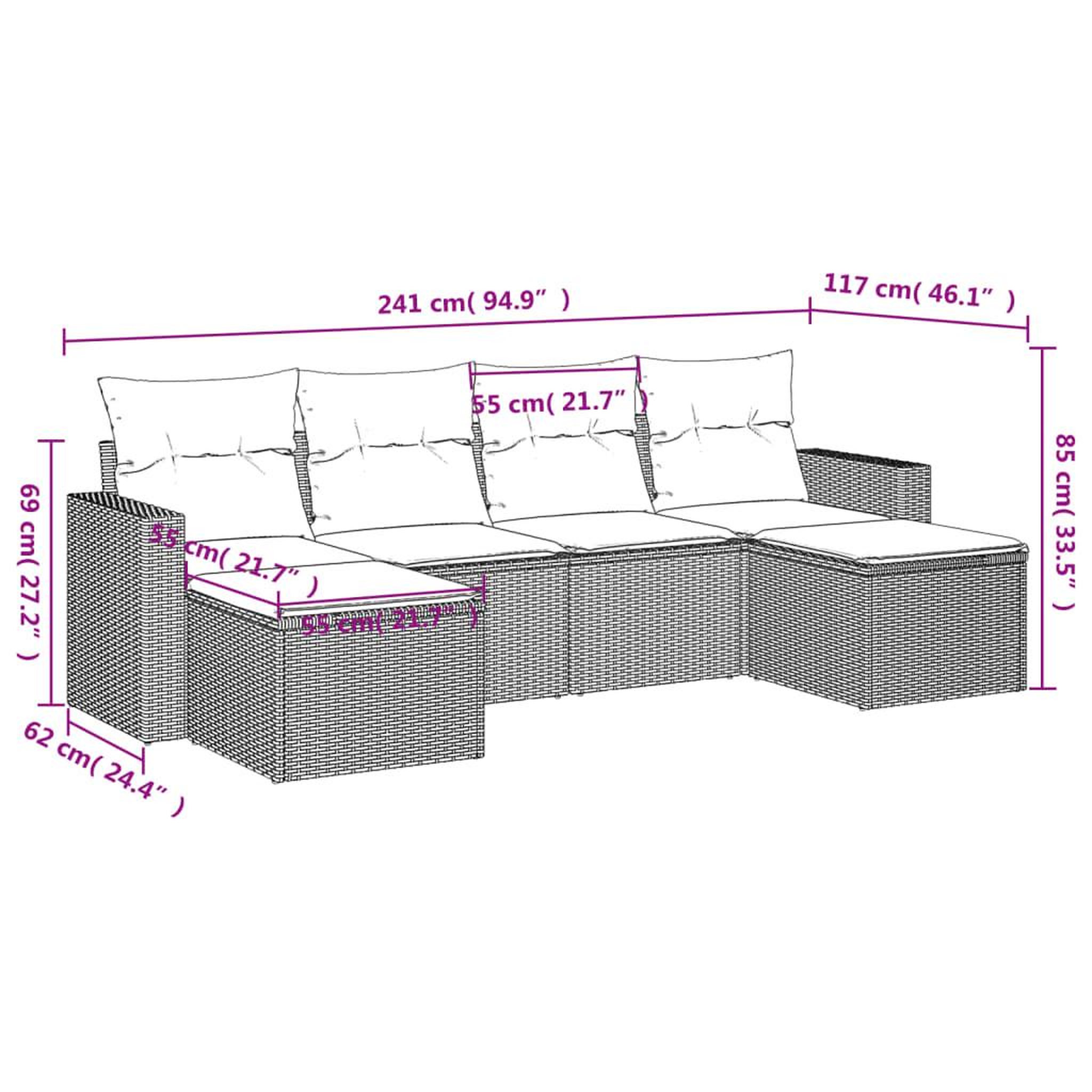Voir la diapositive 4 : VIDAXL Salon de jardin avec coussins 6 pcs marron resine tressee