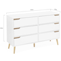 Voir la diapositive 5 : ID MARKET Commode 6 tiroirs HELSINKI 115 cm scandinave blanc