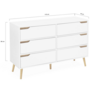 Voir la diapositive 5 : ID MARKET Commode 6 tiroirs HELSINKI 115 cm scandinave blanc