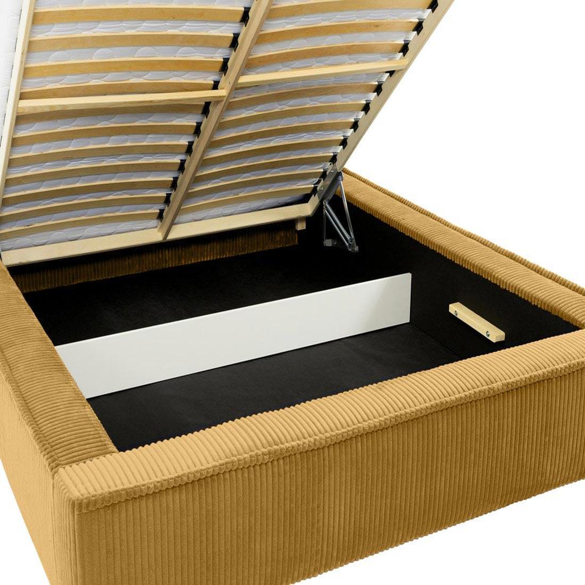 Voir la diapositive 5 : BEST MOBILIER Swan - lit coffre - 180x200 cm - sommier inclus - en velours côtelé grosses côtes