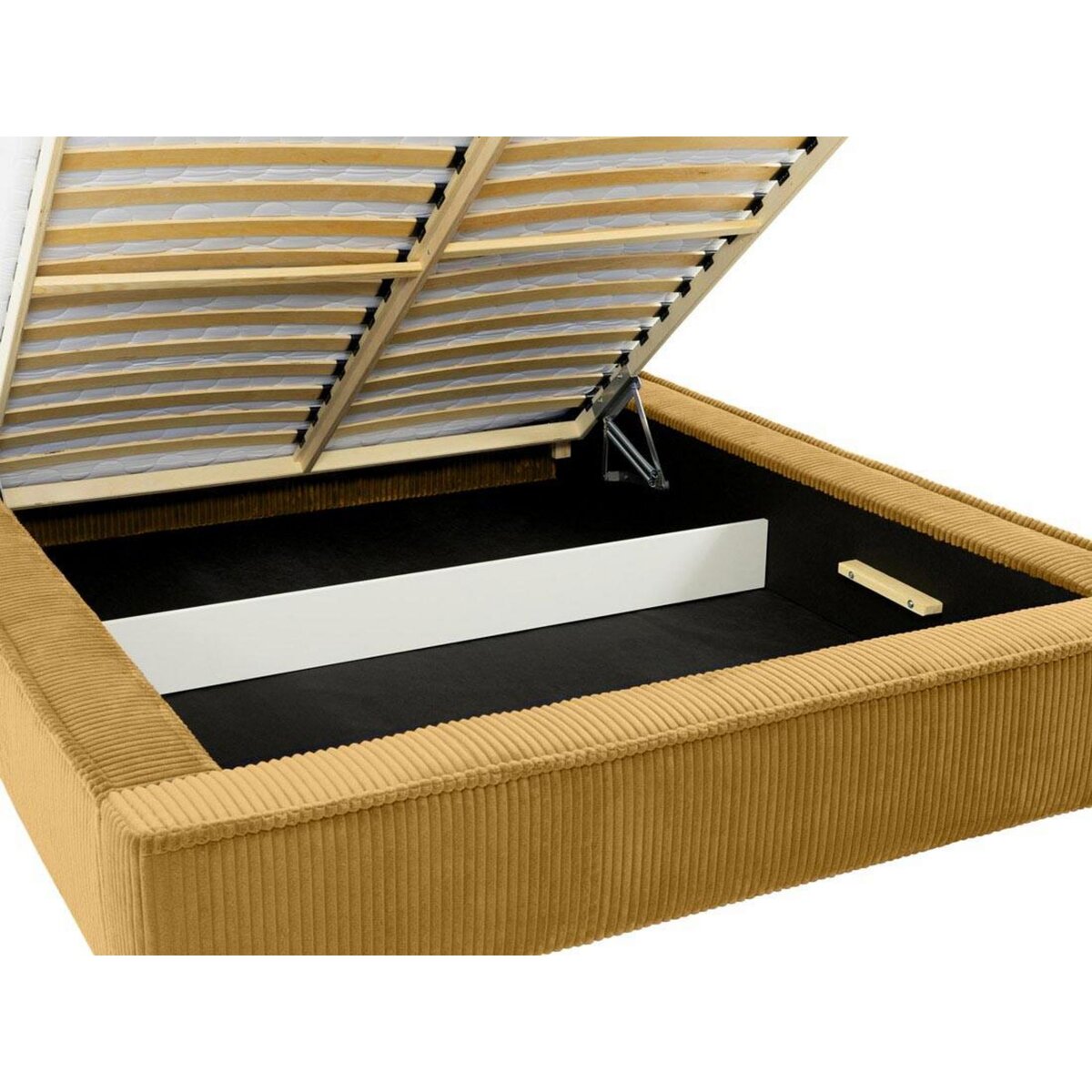 BEST MOBILIER Swan - lit coffre - 180x200 cm - sommier inclus - en velours côtelé grosses côtes