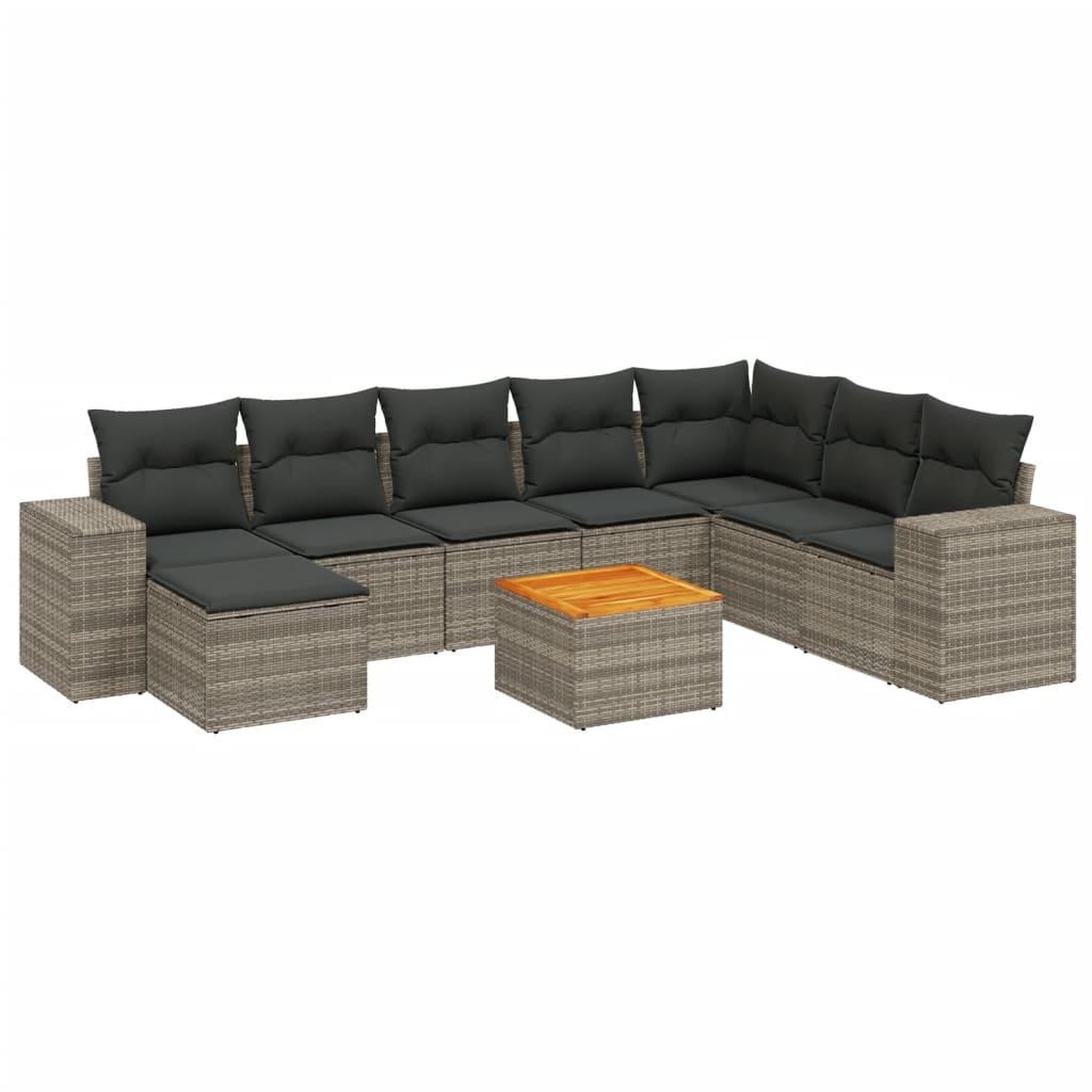 Voir la diapositive 2 : VIDAXL Salon de jardin 9 pcs avec coussins gris resine tressee