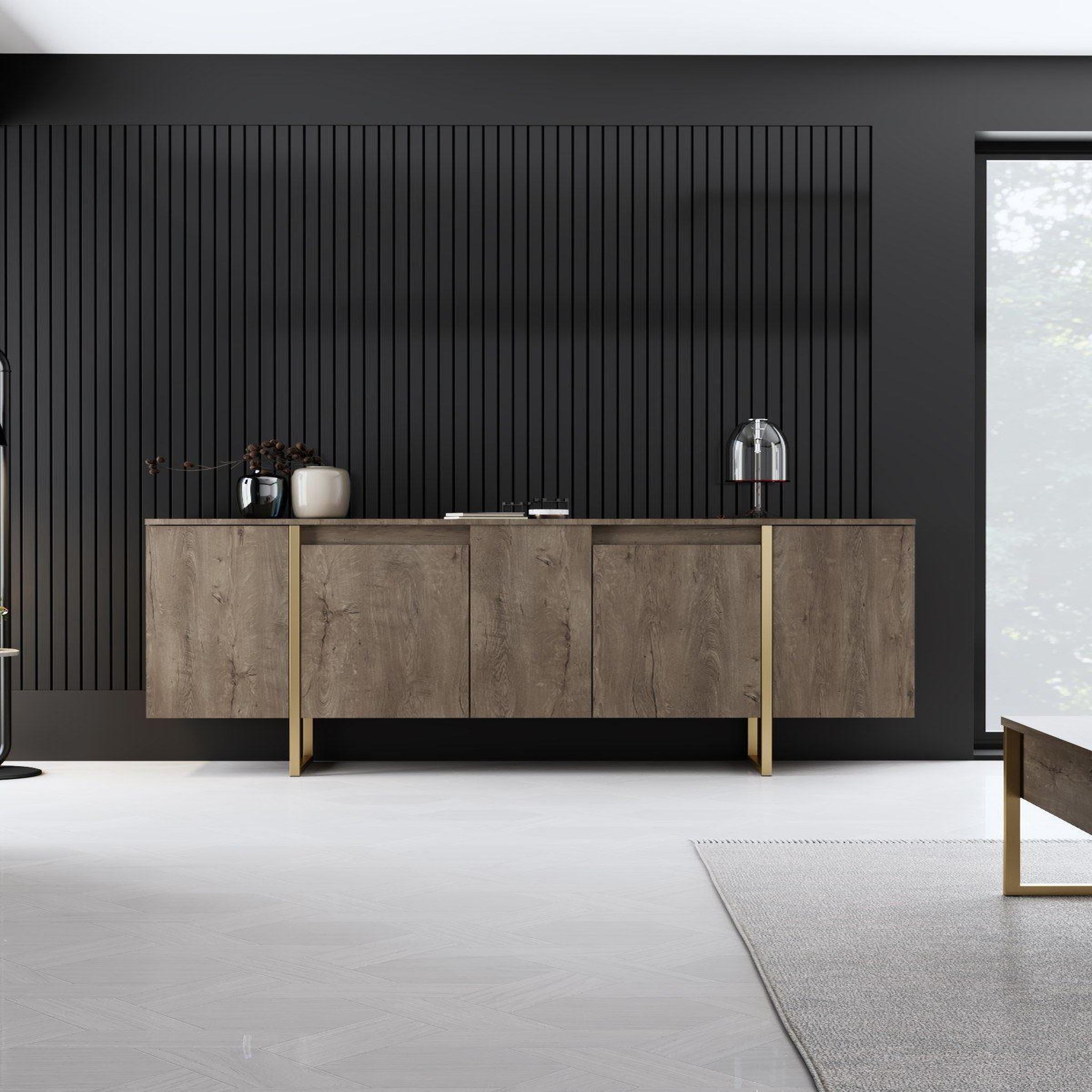 Voir la diapositive 4 : Habitat et Jardin Buffet en bois  Luxe  - 160 x 35 x 80 cm - Marron
