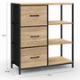 Voir la diapositive 4 : ID MARKET Buffet d'appoint 3 tiroirs et étagères 70 cm UTAH design industriel
