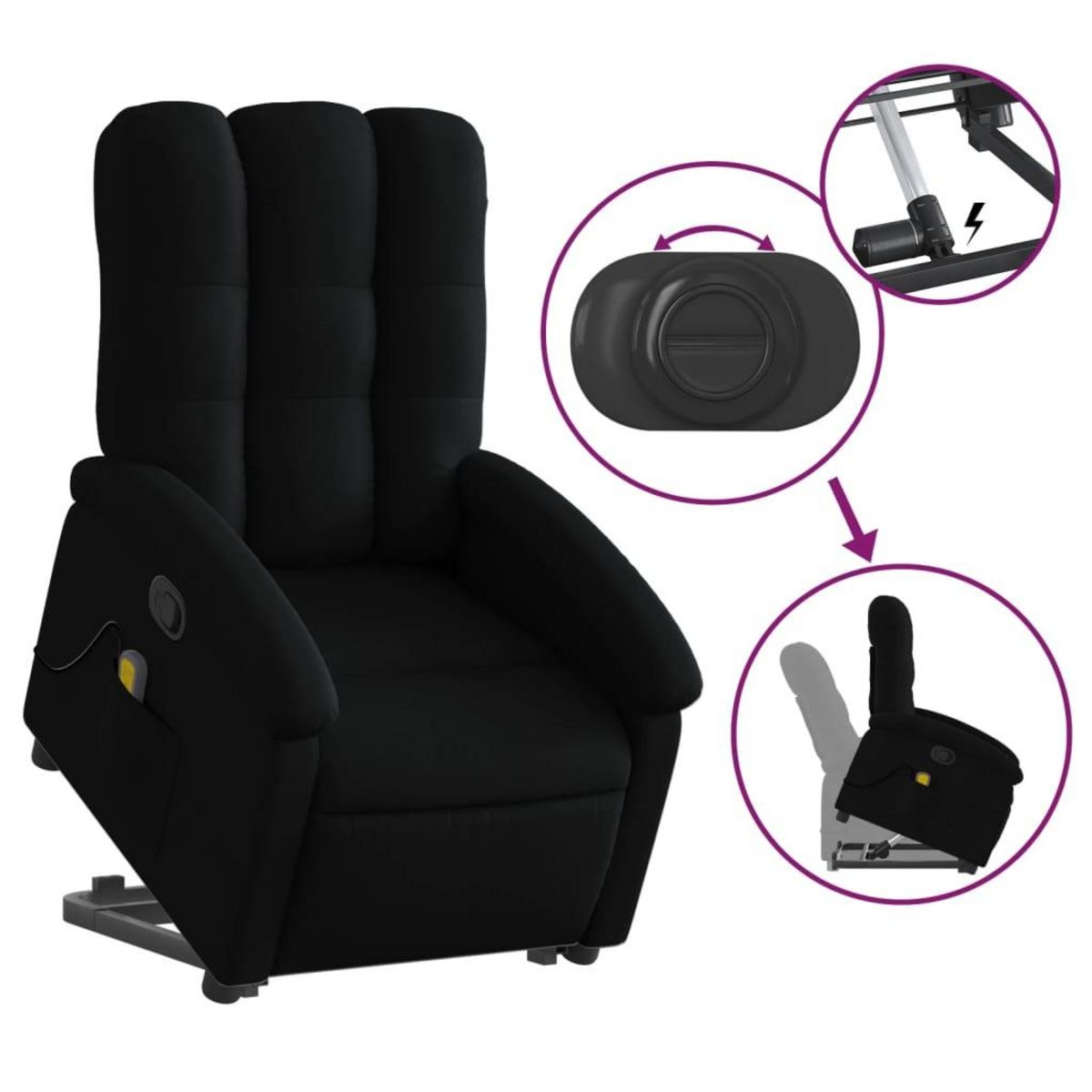 VIDAXL Fauteuil de massage inclinable Noir Tissu