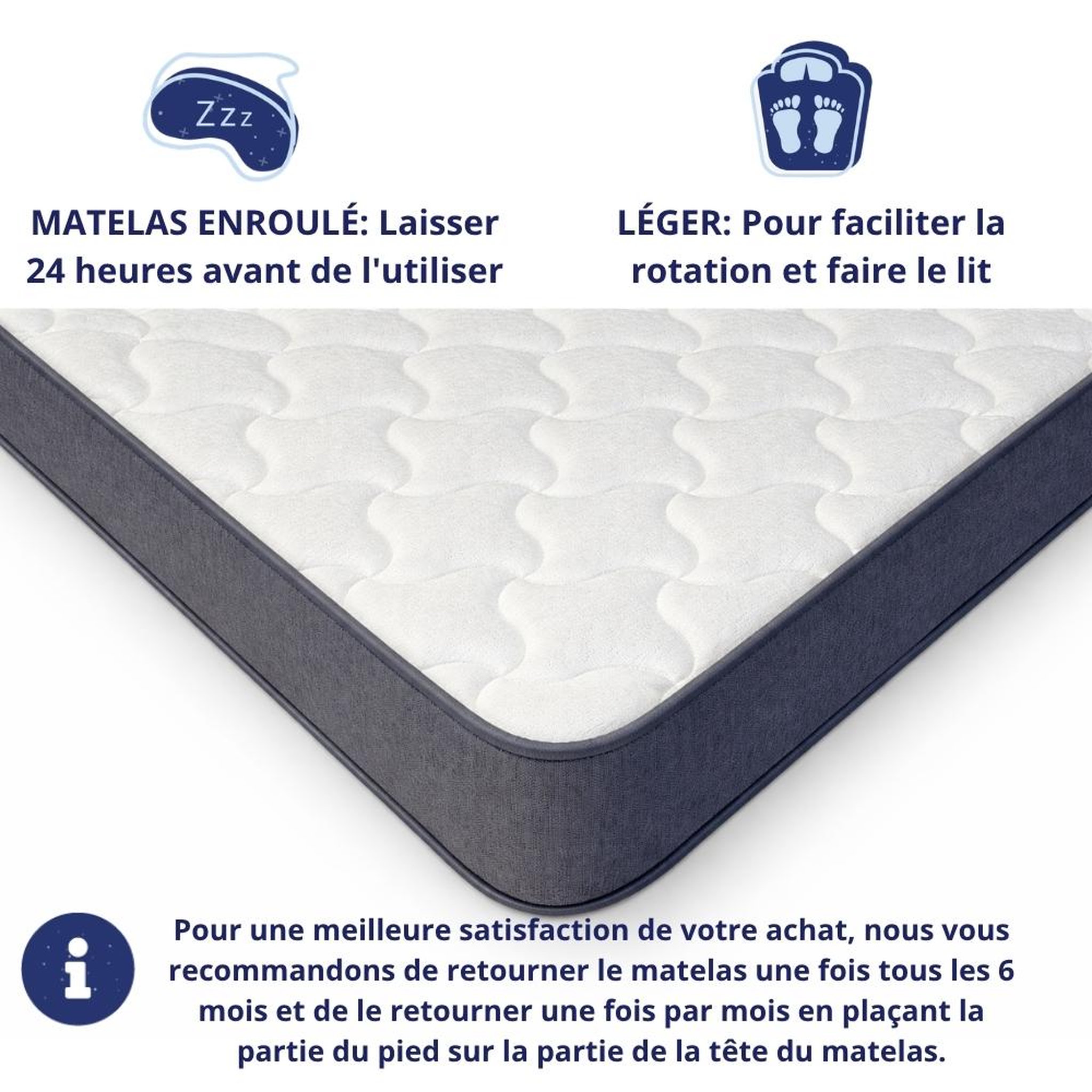 Voir la diapositive 6 : DAGOSTINO HOME Matelas mousse - ferme - réversible - côté été/hiver - h15 cm