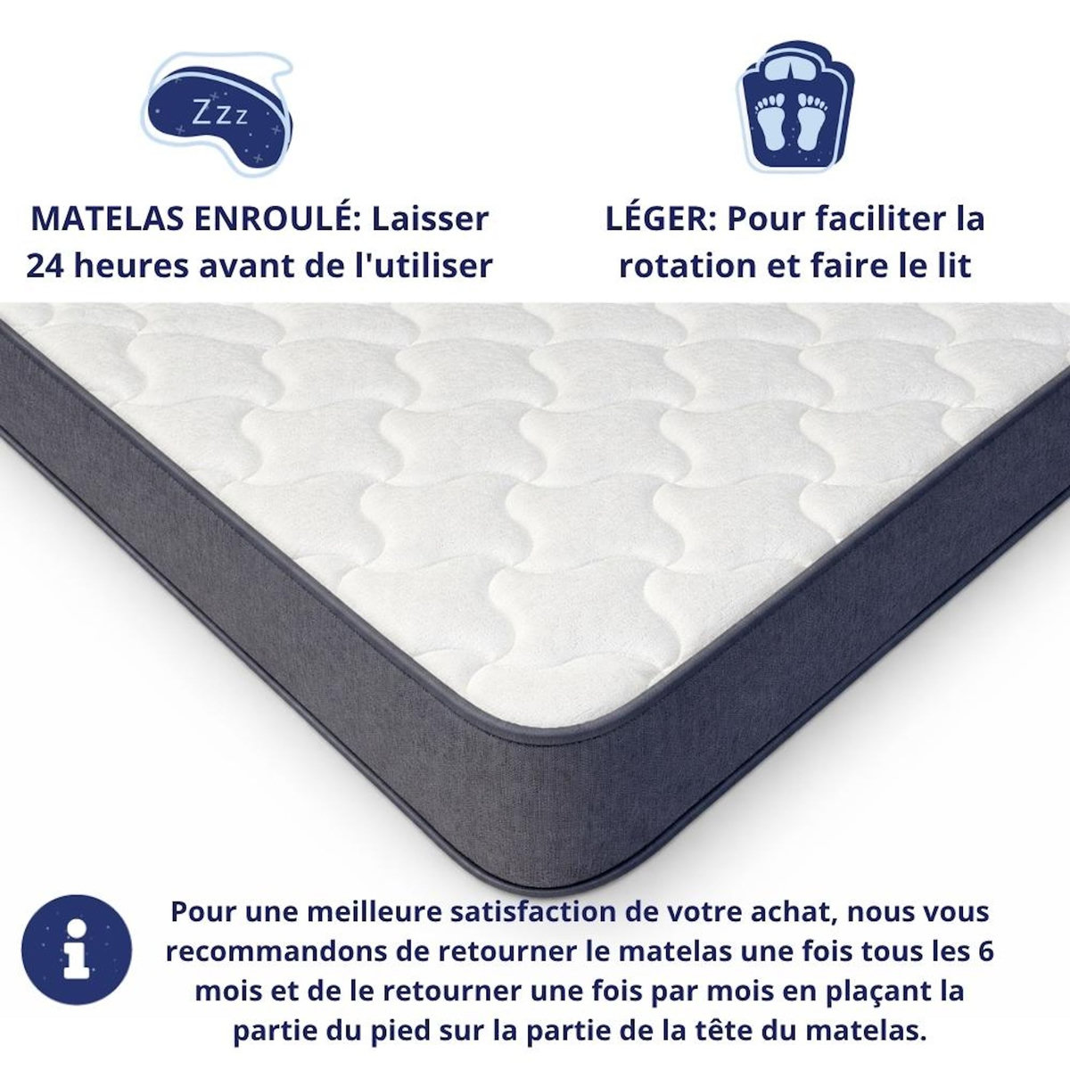 DAGOSTINO HOME Matelas 80x190 | Spécial Lit Gigogne et Sommier Électrique  | Mousse HR Ferme, Haute Résilience, Soutien Parfait et Confort Optimal | Matelas 1 Place pour Adulte et Enfant | Indépendance du Couchage | Double Face (Été-Hiver) | Très Respirant | H15