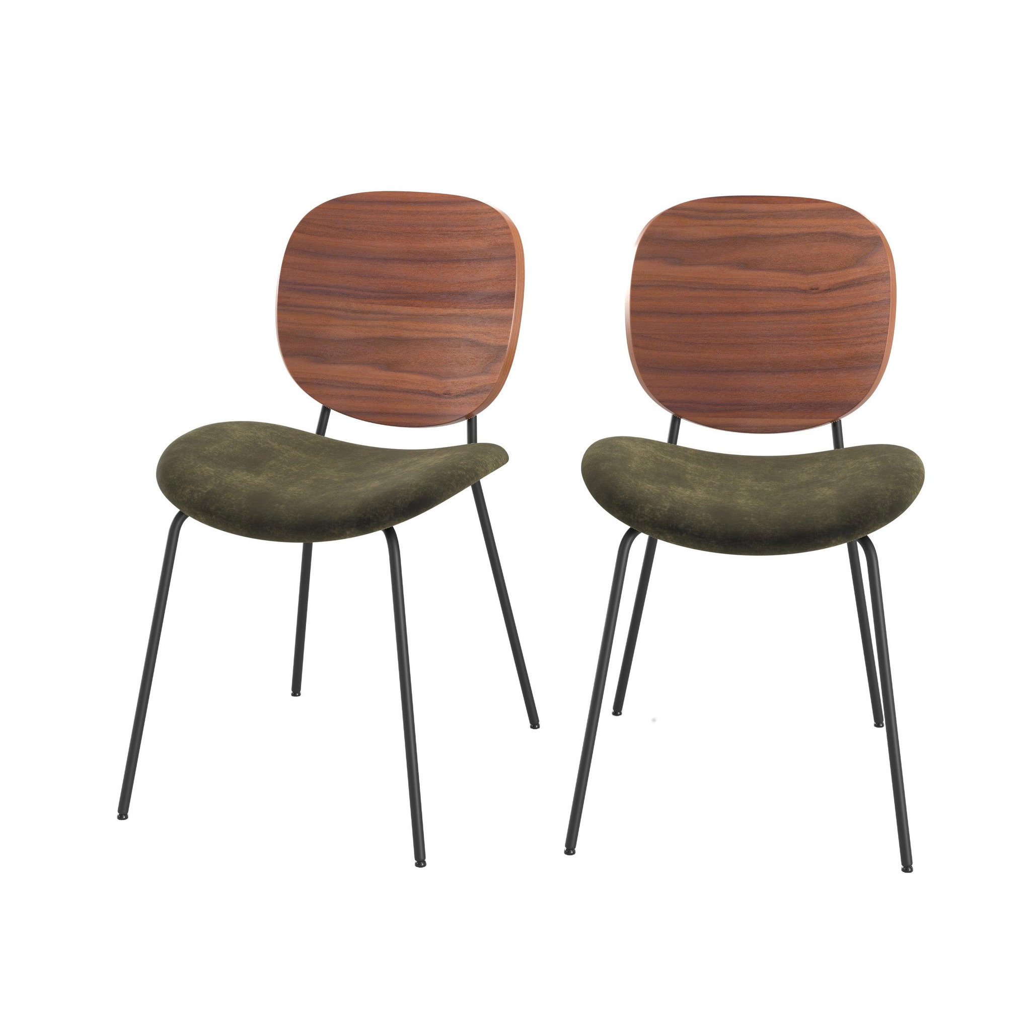 MAISON PAVANE Lot de 2 chaises en velours vert kaki-simone