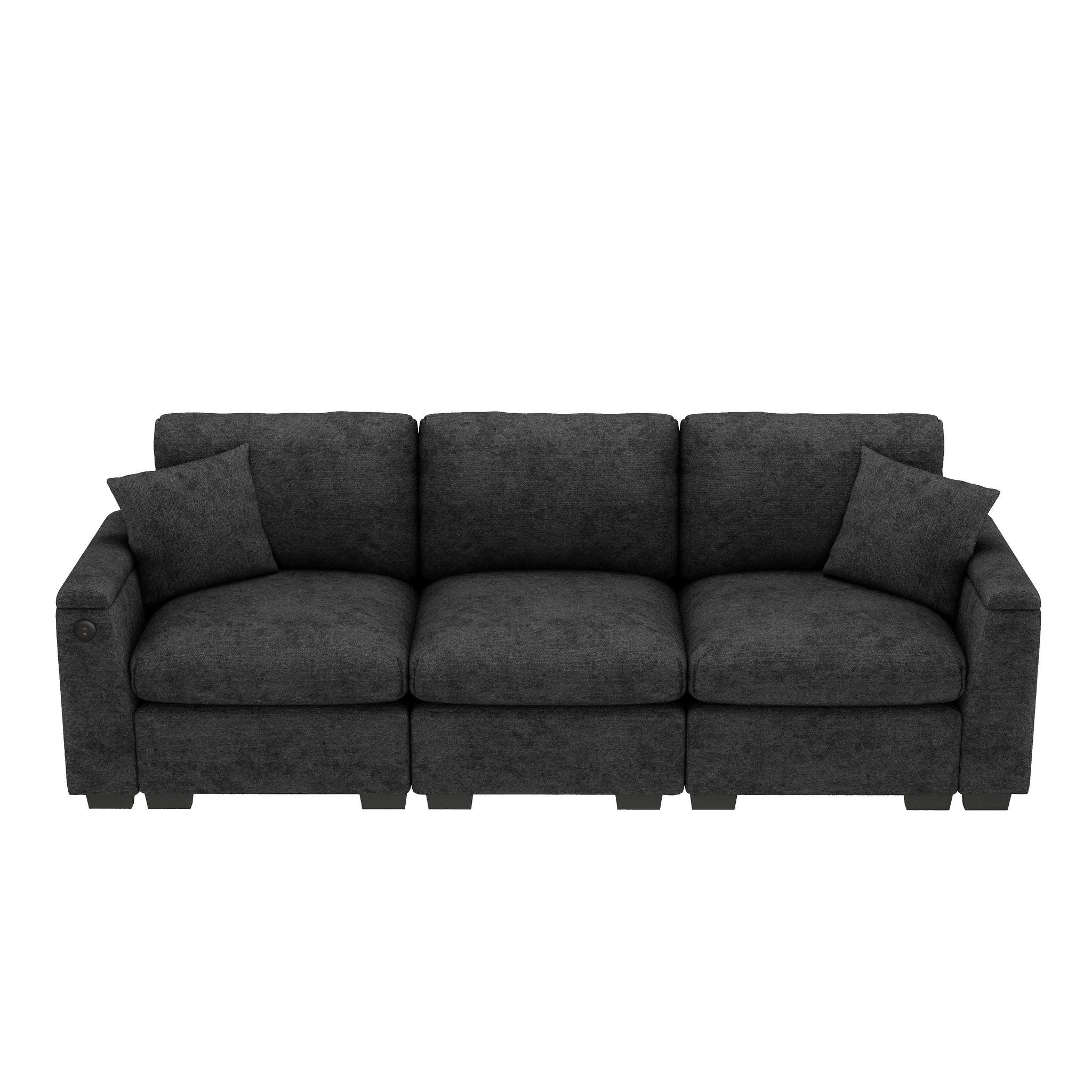Voir la diapositive 1 : MERAX Canapé droit convertible 3 places tissu