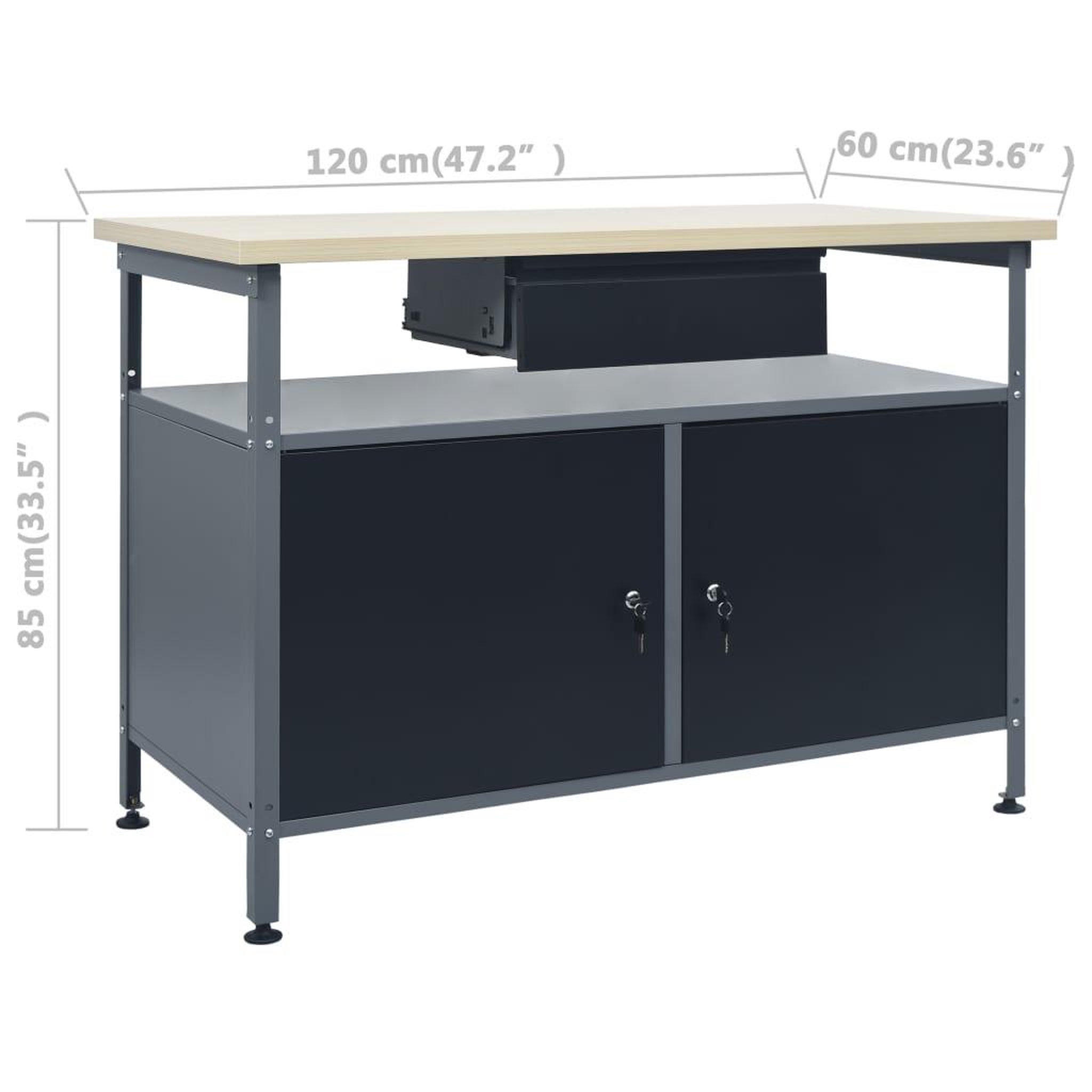 Voir la diapositive 6 : VIDAXL Etabli Noir 120x60x85 cm Acier