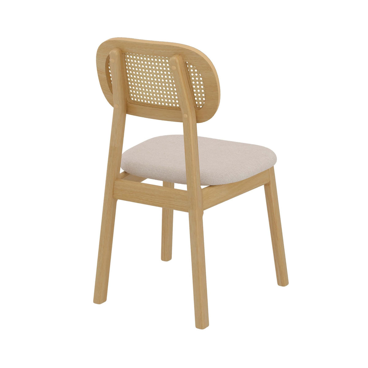 Rendez vous déco Lot de 2 chaises en bois clair, tissu beige et rotin synthétique - Maria
