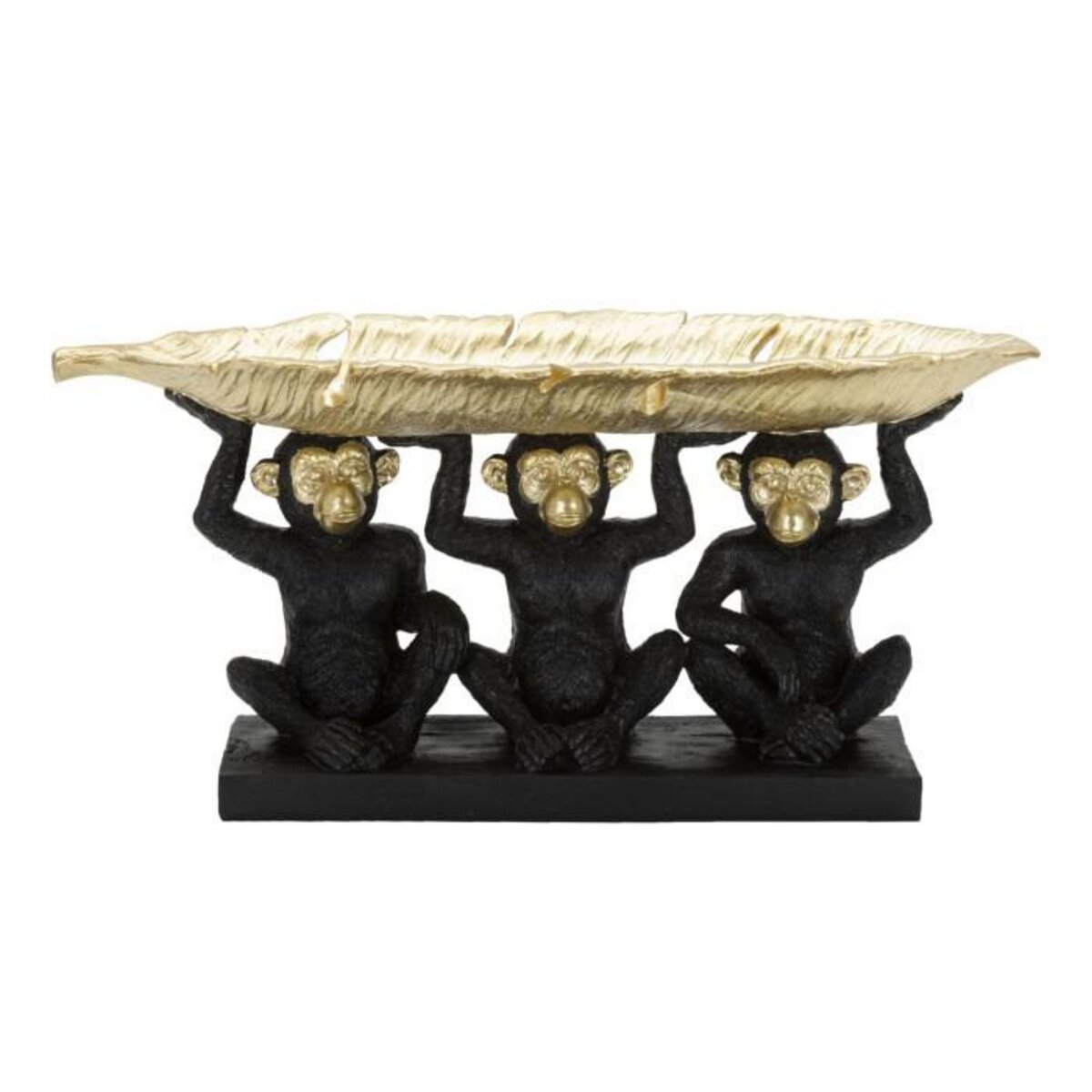 Paris Prix Vide-Poche Statuette  3 Singes  43cm Noir & Or