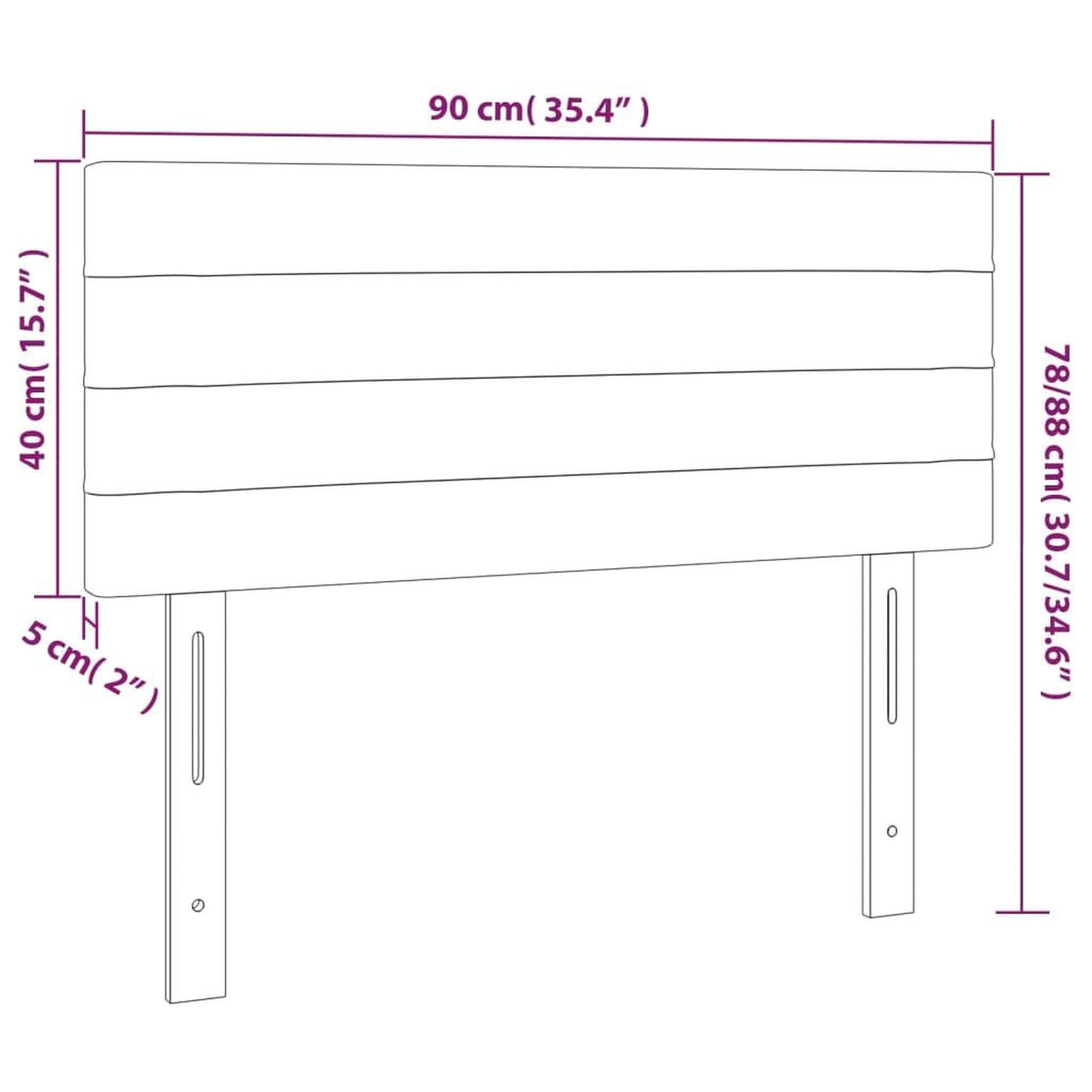 Voir la diapositive 6 : VIDAXL Tete de lit a LED Bleu fonce 90x5x78/88 cm Velours