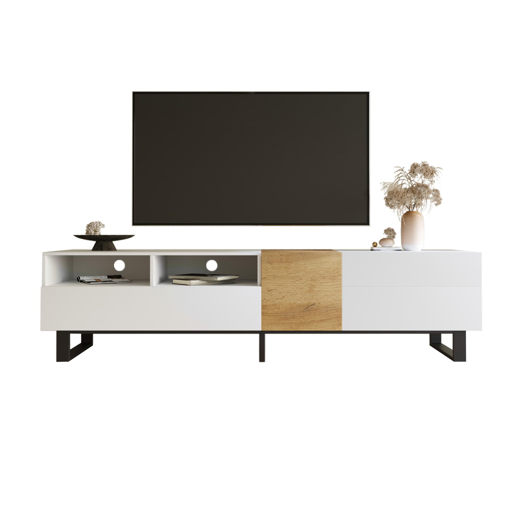 MERAX Meuble tv blanc 180 cm mdf