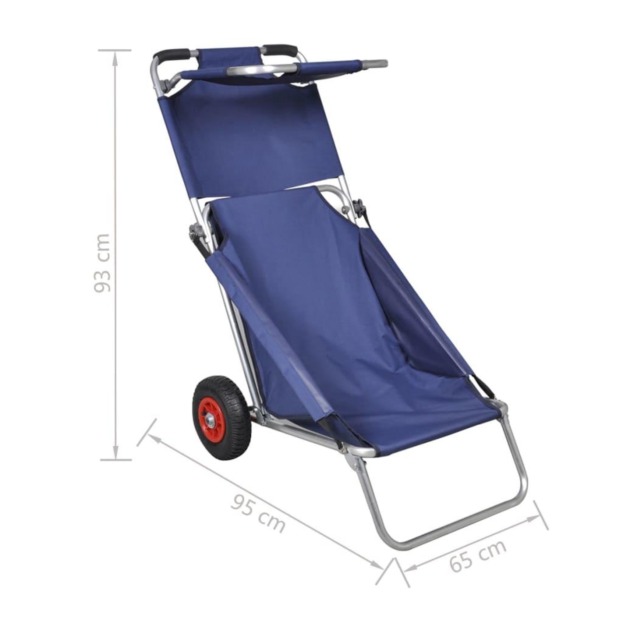 Voir la diapositive 6 : VIDAXL Chariot de plage avec roues portable et pliable Bleu