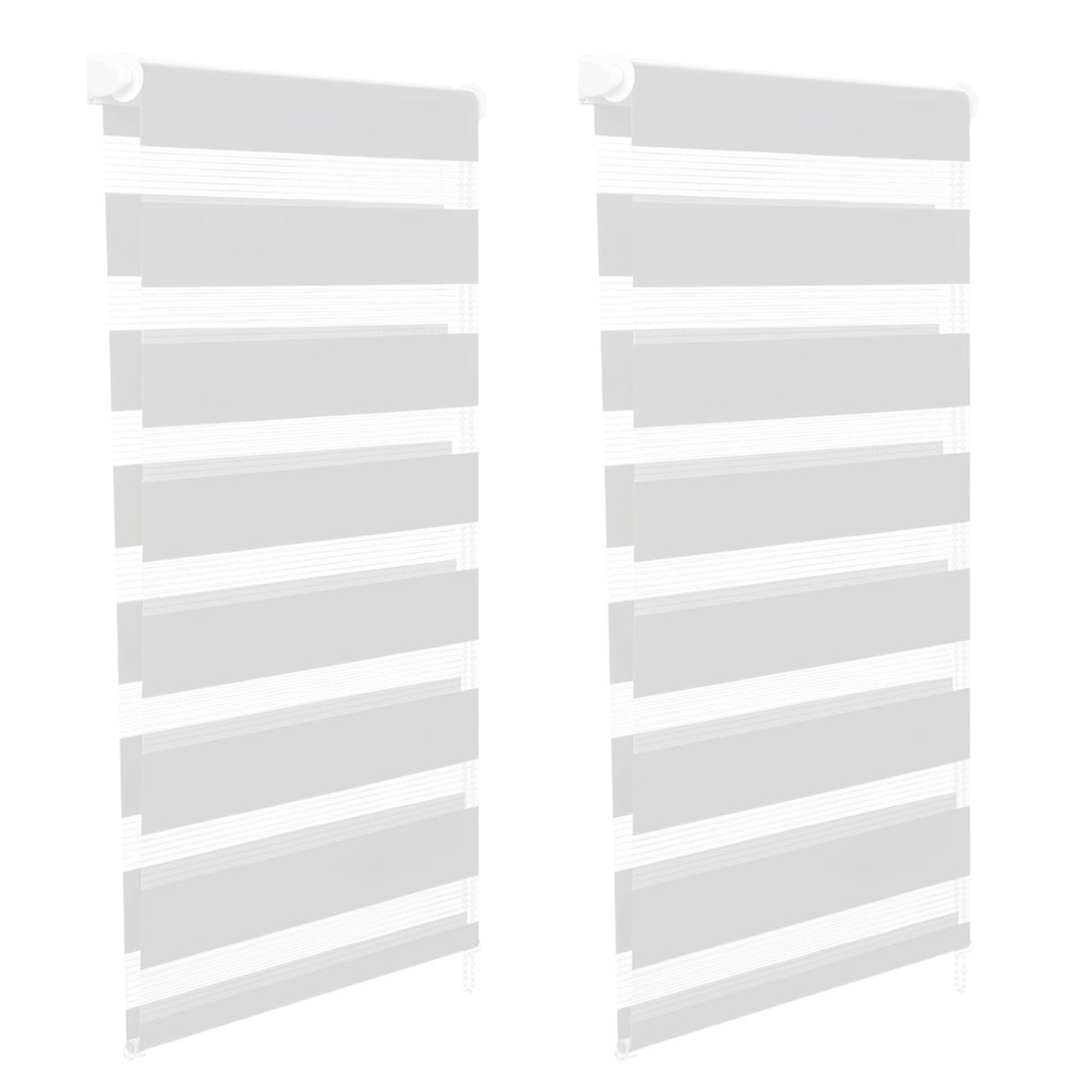 ID MARKET Lot de 2 stores enrouleurs zébrés jour nuit l.40 x h. Max 170 cm blancs