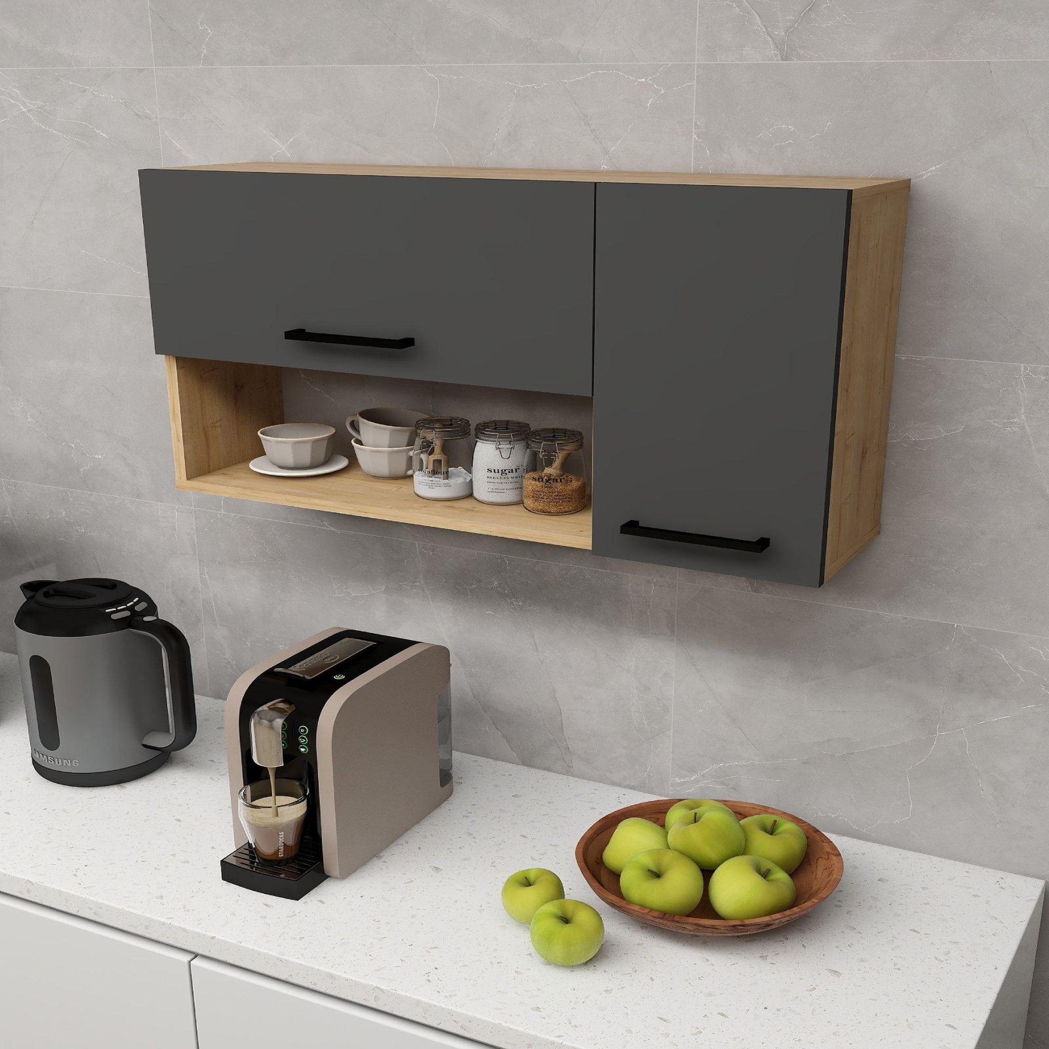 Voir la diapositive 4 : Habitat et Jardin Buffet en bois  akasya  - 90 x 24 x 52 cm - gris anthracite