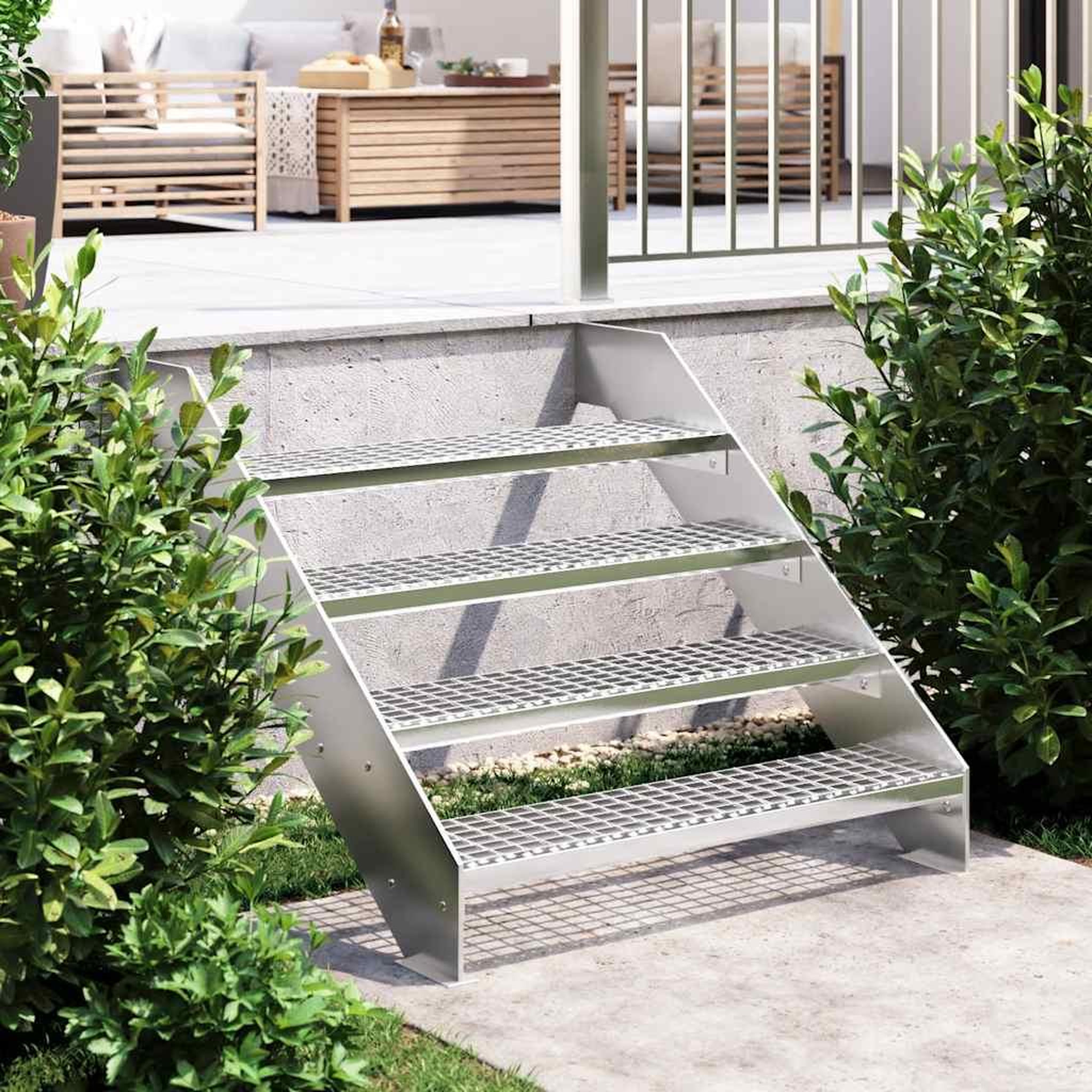 VIDAXL Escalier en caillebotis 90x24x7 cm acier galvanise