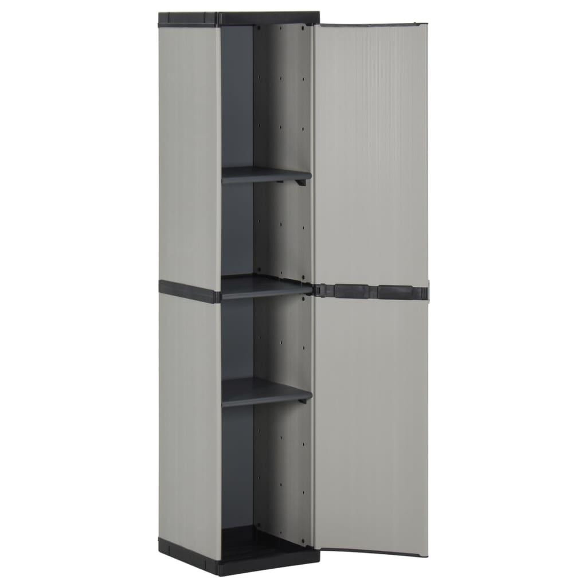 Voir la diapositive 3 : VIDAXL Armoire de rangement de jardin 3 etageres Gris/noir 34x40x168cm
