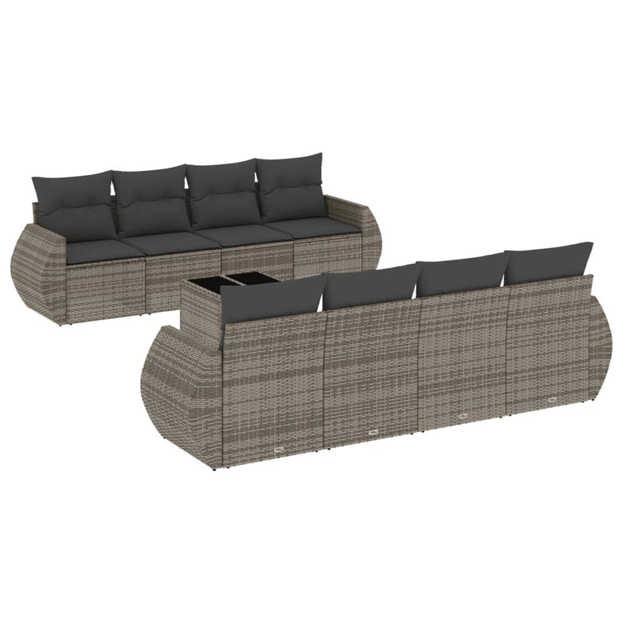 Voir la diapositive 2 : VIDAXL Salon de jardin 9 pcs avec coussins gris resine tressee